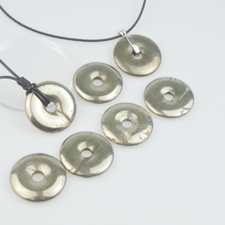 30mm 40mm Golden Pyrite Donut for necklace pendant