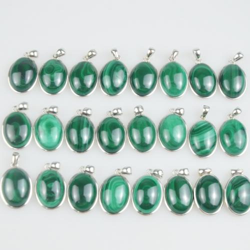 18*13mm Malachite Silver Pendant