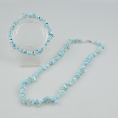 A color Larimar Chips Splinter beads Bracelet Necklace