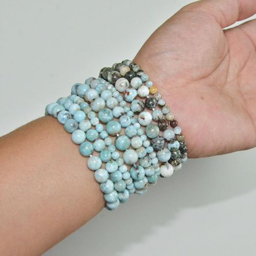 Natural Larimar standard size 4mm 6mm 8mm round beading Bracelet