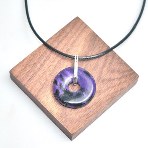 30mm Natural Charoite Donut Pendant for Necklace Energy Healing Spiritual Good Luck Jewelry