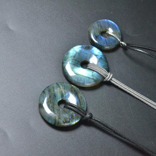 Wholesale 30mm 40mm Flash Stone Donut Pendant, Iridescent Labradorite Necklace, Ready Stock