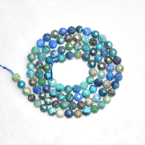 3mm 4mm Natural Chrysocolla Beads, Blue Matrix with Green Veins, Faceted Round for DIY Bracelet Necklace, Limited Stock Small Batch